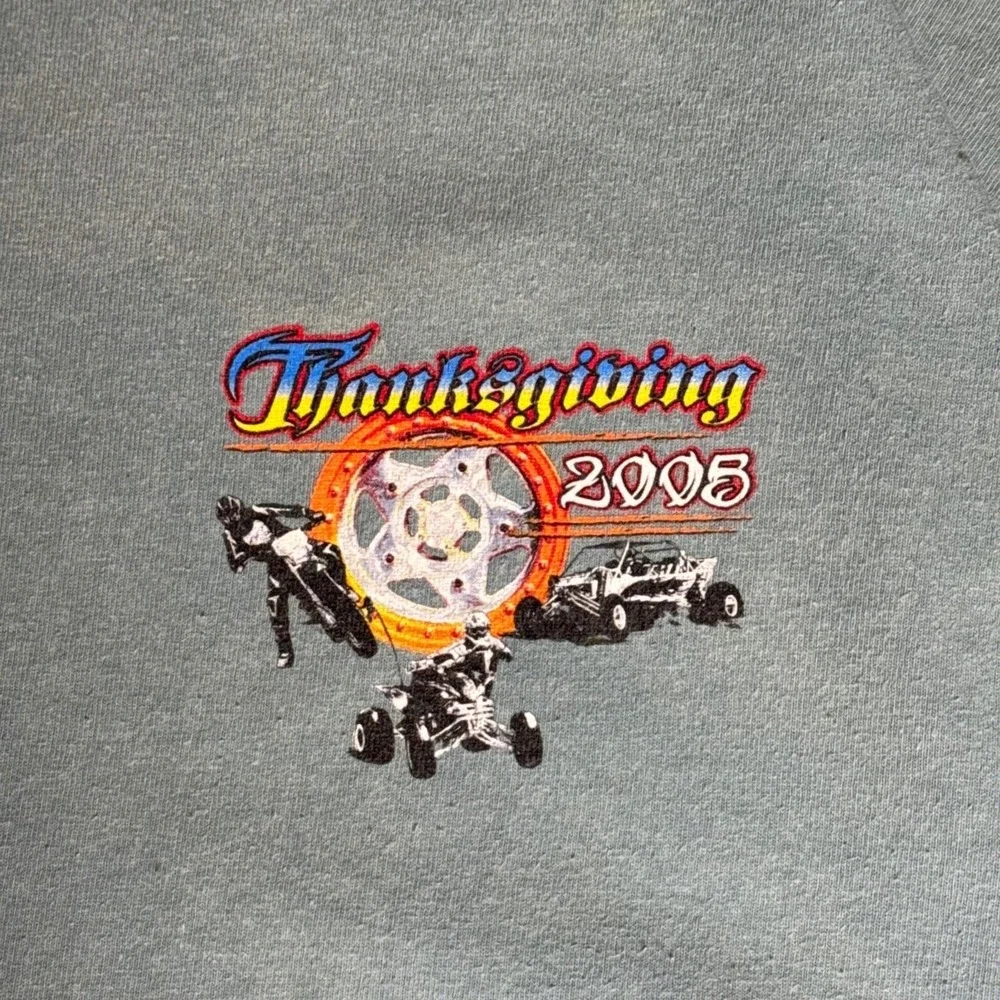 Vintage 2005 Thanksgiving Sand Dunes Buttercup Graphic Tee XXL Teal Grey Gildan
